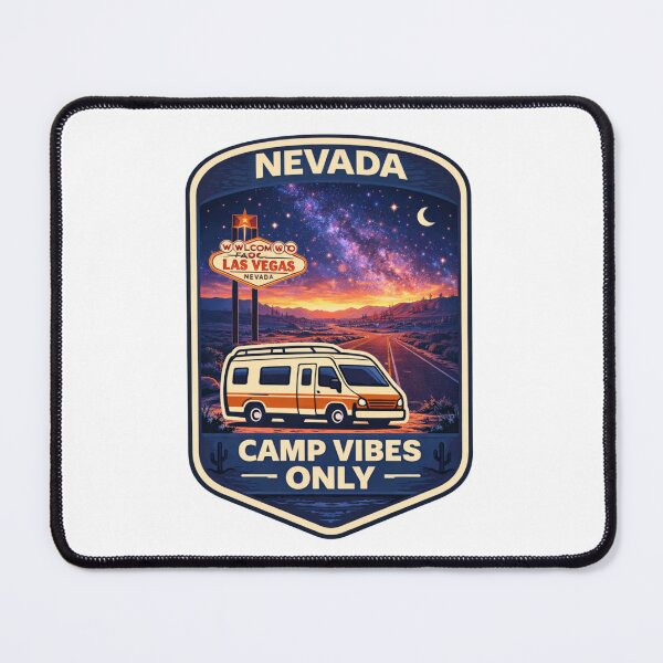 Item preview, Nevada Camp Vibes Only – Desert Highway Road Trip Camper Badge designed and sold by Purdiole-art.