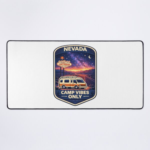 Item preview, Nevada Camp Vibes Only – Desert Highway Road Trip Camper Badge designed and sold by Purdiole-art.