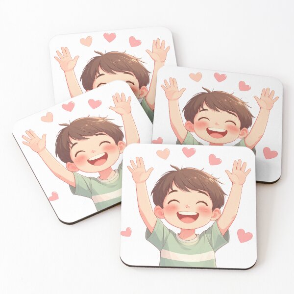 Item preview, Cute Happy Boy Cartoon | Adorable Smiling Kid with Hearts Illustration designed and sold by mcraft studio.