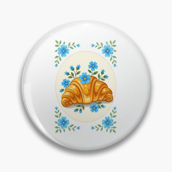 Item preview, Vintage Croissant With A Blue Flowers designed and sold by ArtQueen777.