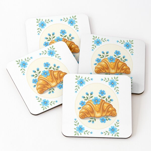 Item preview, Vintage Croissant With A Blue Flowers designed and sold by ArtQueen777.