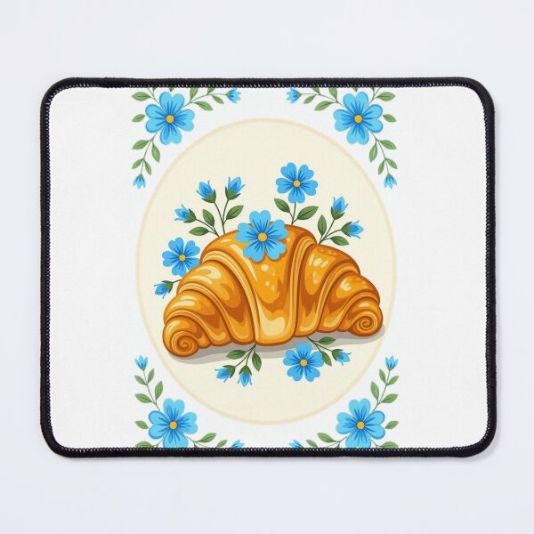 Item preview, Vintage Croissant With A Blue Flowers designed and sold by ArtQueen777.