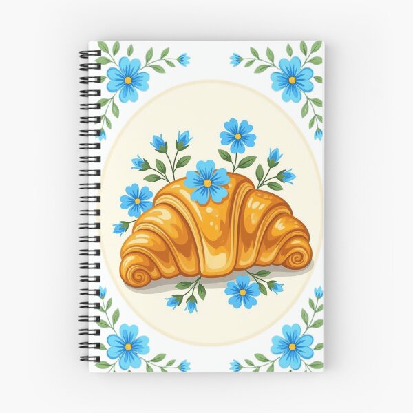 Item preview, Vintage Croissant With A Blue Flowers designed and sold by ArtQueen777.