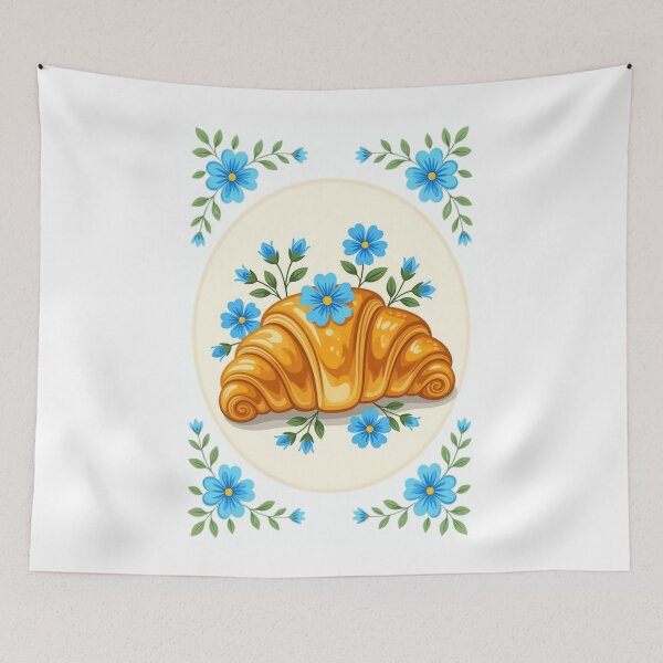 Item preview, Vintage Croissant With A Blue Flowers designed and sold by ArtQueen777.
