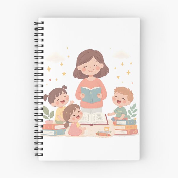 Item preview,  Childhood Educator Reading Time – Warm Teacher and Happy Kids Illustration designed and sold by KivaroArt.