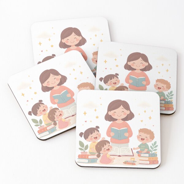 Item preview,  Childhood Educator Reading Time – Warm Teacher and Happy Kids Illustration designed and sold by KivaroArt.