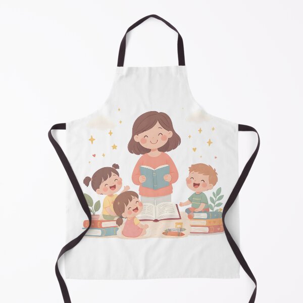Item preview, Childhood Educator Reading Time – Warm Teacher and Happy Kids Illustration designed and sold by KivaroArt.