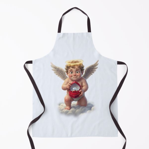Item preview, Cute 3D Cupid Proposal - Angel Holding Diamond Ring in Clouds designed and sold by PixMoody.