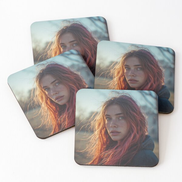 Item preview, Golden Hour Reverie: Pink Hair Portrait designed and sold by EvoluTee.