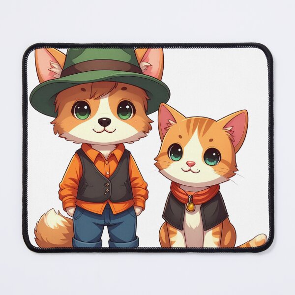 Item preview, Cute Chibi Dog and Cat Duo | Kawaii Animal Friends Illustration designed and sold by mcraft studio.
