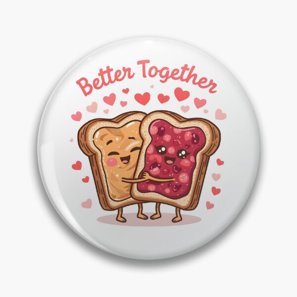 Item preview, Better Together Peanut Butter & Jelly Toast Hug Cute Kawaii Sticker designed and sold by FestivityFinds.