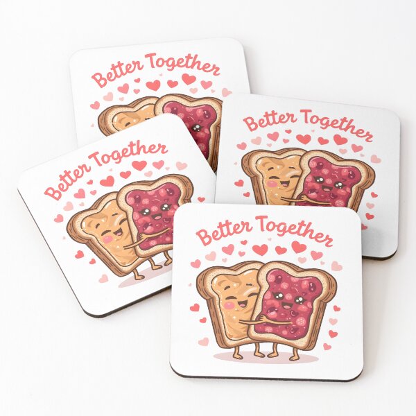 Item preview, Better Together Peanut Butter & Jelly Toast Hug Cute Kawaii Sticker designed and sold by FestivityFinds.