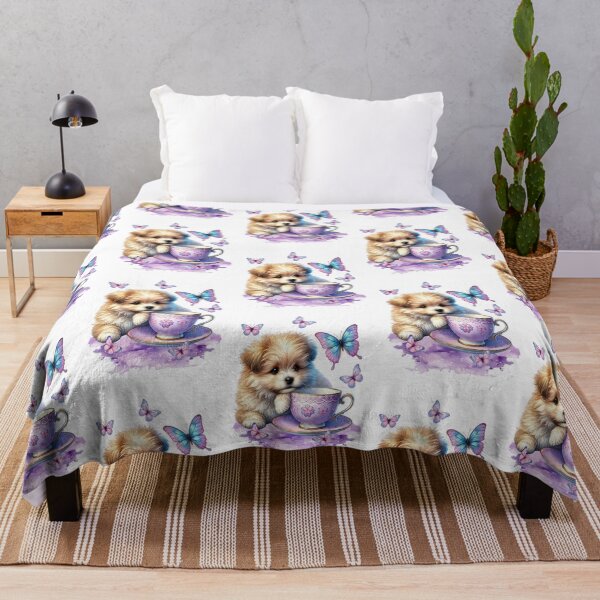 Item preview, Cute puppy with a teacup and butterflies designed and sold by LoneAngel.