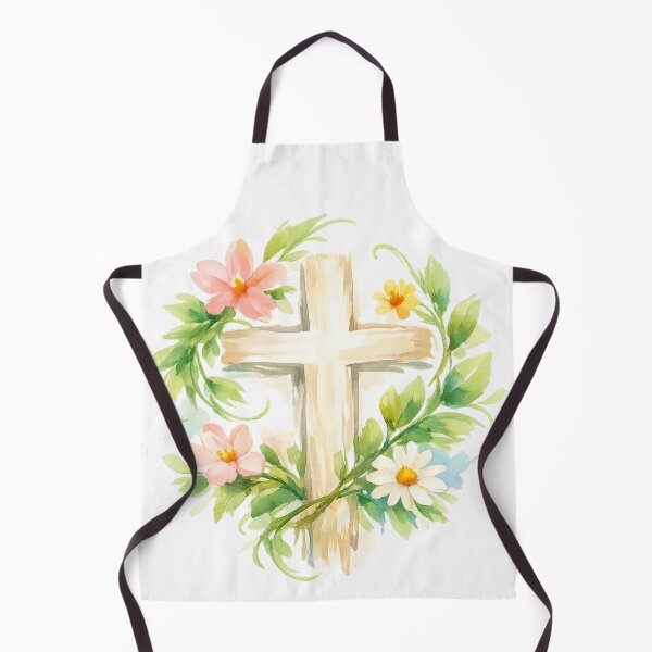 Item preview, Whimsical Spring Cross with Vine Leaves & Flowers designed and sold by FunFitLife Studio.