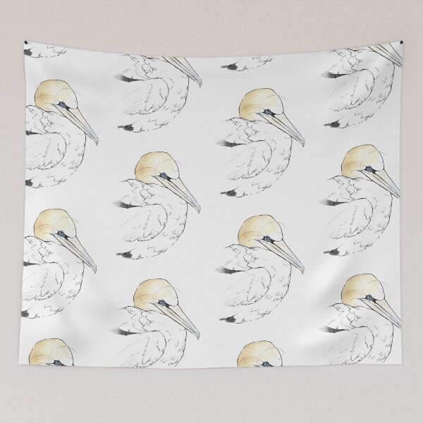 Item preview, Gannet resting, seabird art designed and sold by Moana Matron Designs.