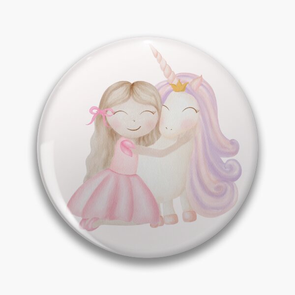 Item preview, Watercolor girl princess and unicorn best friends children illustration designed and sold by katasonovaart.