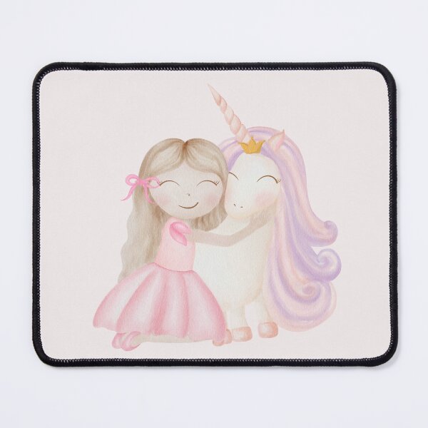 Item preview, Watercolor girl princess and unicorn best friends children illustration designed and sold by katasonovaart.