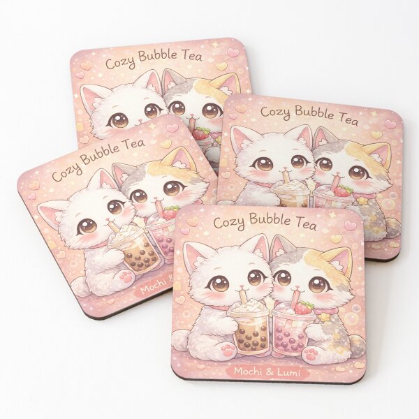Artikelvorschau, Mochi & Lumi Cozy Cats – Bubble Tea Time entworfen und verkauft von Mochi Studio.