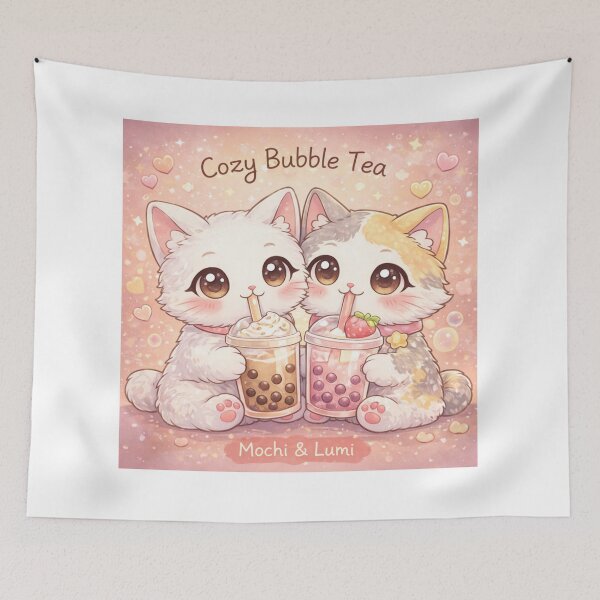 Artikelvorschau, Mochi & Lumi Cozy Cats – Bubble Tea Time entworfen und verkauft von Mochi Studio.