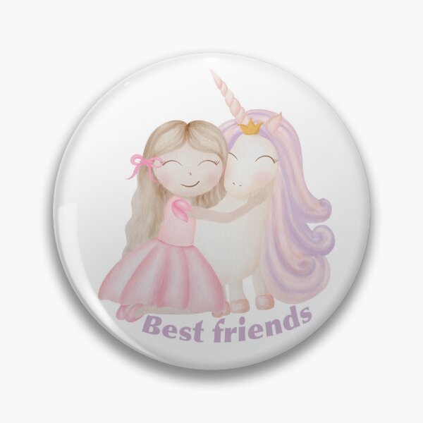 Item preview, Watercolor girl princess and unicorn best friends children illustration designed and sold by katasonovaart.