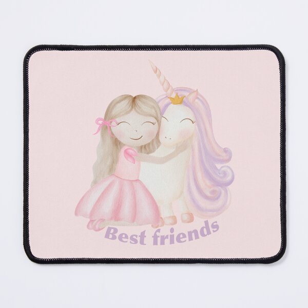 Item preview, Watercolor girl princess and unicorn best friends children illustration designed and sold by katasonovaart.