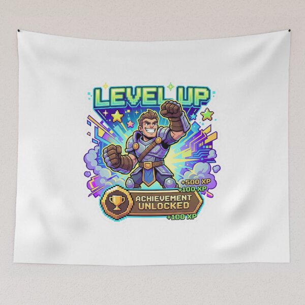 Item preview, Gaming Achievement Unlocked: Level Up Victory Illustration designed and sold by SheebRock.