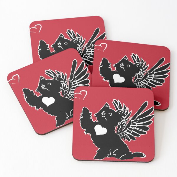 Item preview, Black Dog Angel with White Heart on Red Background designed and sold by Digitalmyth's Designs.