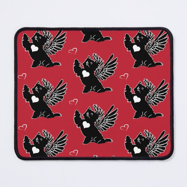 Item preview, Black Dog Angel with White Heart on Red Background designed and sold by Digitalmyth's Designs.