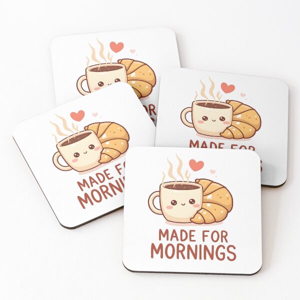 Item preview, Made For Mornings Cute Coffee Mug and Croissant Kawaii Sticker designed and sold by FestivityFinds.