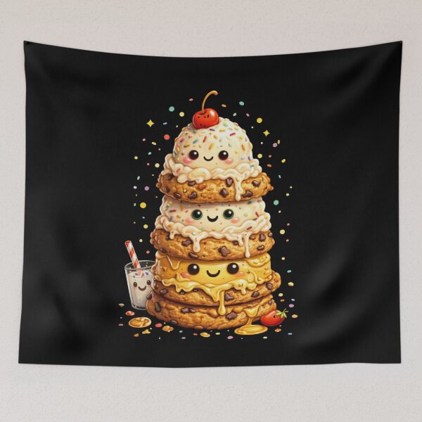 Item preview, Cute Kawaii Cookie & Ice Cream Stack – Adorable Dessert Illustration designed and sold by MeghannsMinimalMeals.