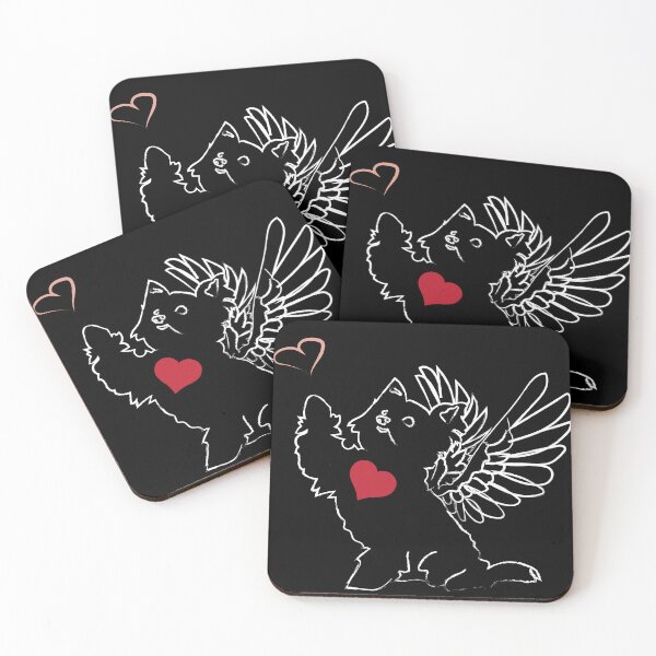 Item preview, Black Dog Angel with Red Heart on Black Background designed and sold by Digitalmyth's Designs.