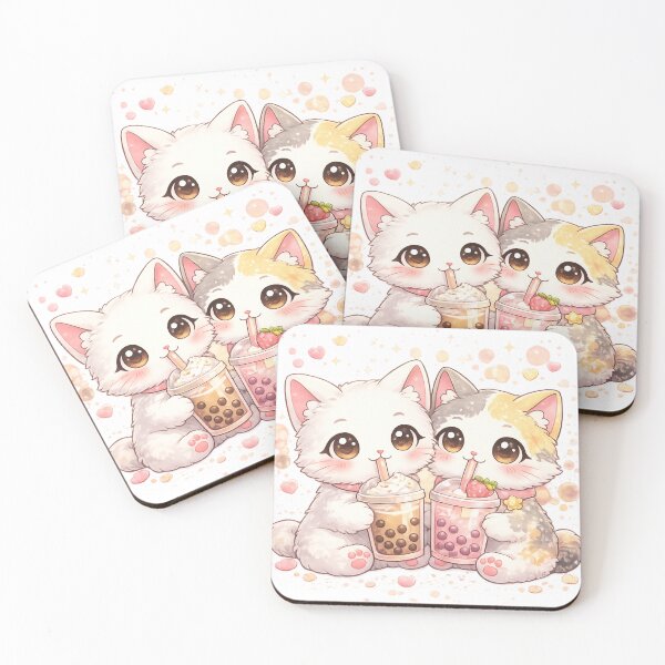 Artikelvorschau, Mochi & Lumi Cozy Cats – Kawaii Bubble Tea Time entworfen und verkauft von Mochi Studio.
