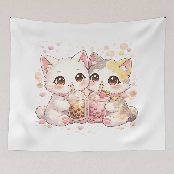 Artikelvorschau, Mochi & Lumi Cozy Cats – Kawaii Bubble Tea Time entworfen und verkauft von Mochi Studio.