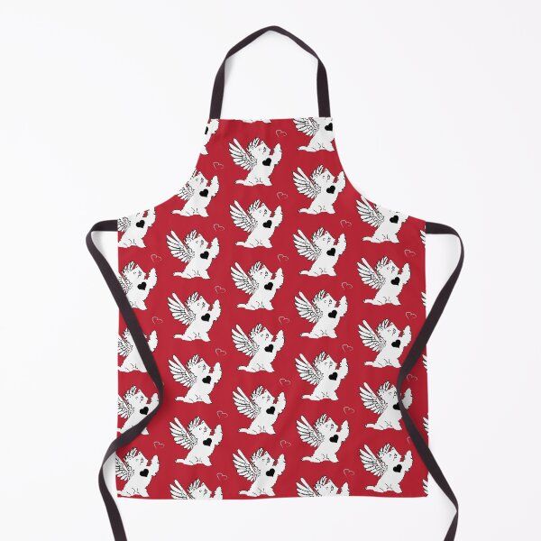 Item preview, White Dog Angel with Black Heart on Red Background designed and sold by Digitalmyth's Designs.