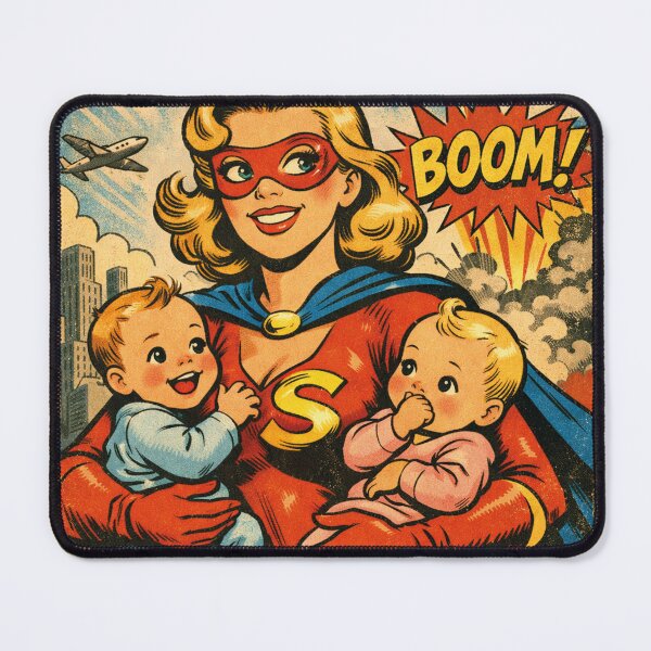 Item preview, Superhero mom with baby vintage comic design designed and sold by Mauswohn.
