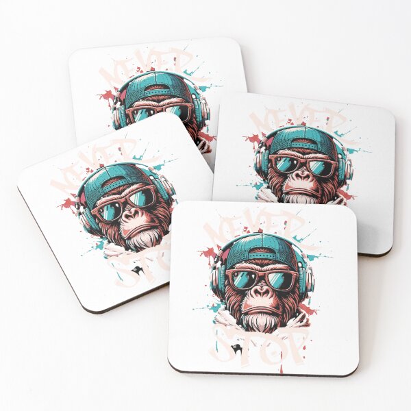 Item preview, Never Stop Urban Gorilla DJ Street Art Illustration designed and sold by HorizonStores.
