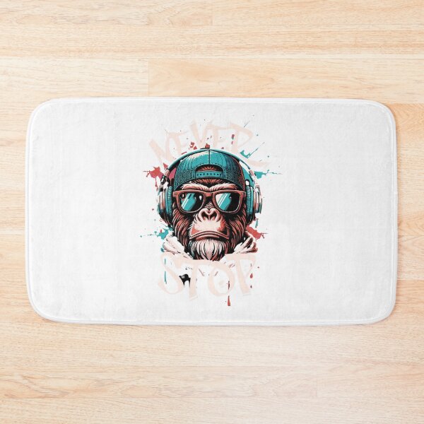 Item preview, Never Stop Urban Gorilla DJ Street Art Illustration designed and sold by HorizonStores.