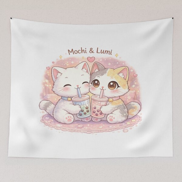 Artikelvorschau, Mochi & Lumi Cozy Cats – Kawaii Bubble Tea entworfen und verkauft von Mochi Studio.