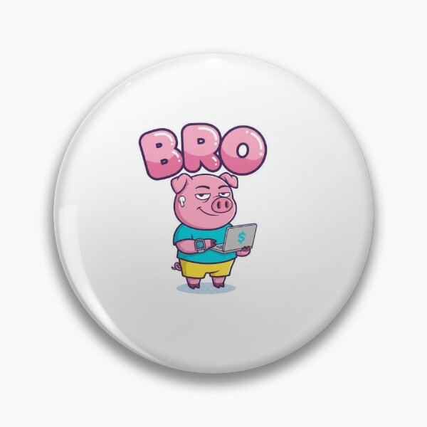 Item preview, BRO Pig Sticker – Funny Tech Cartoon Meme Design designed and sold by Imaginarium of Chaos falcon88 .