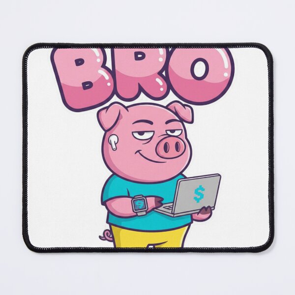 Item preview, BRO Pig Sticker – Funny Tech Cartoon Meme Design designed and sold by Imaginarium of Chaos falcon88 .