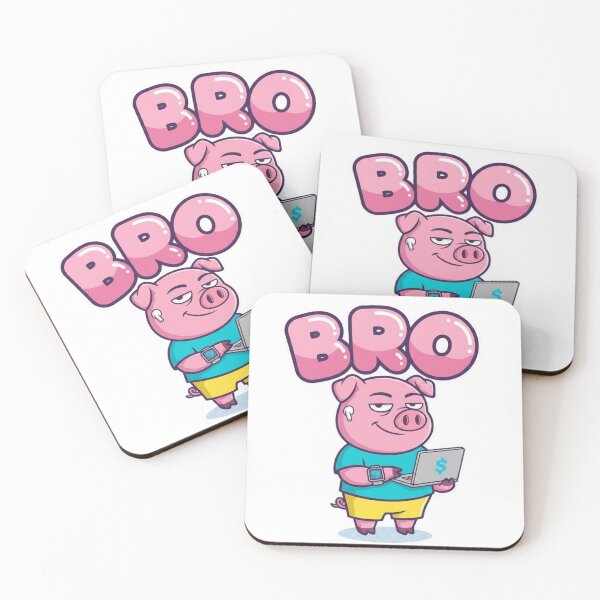 Item preview, BRO Pig Sticker – Funny Tech Cartoon Meme Design designed and sold by Imaginarium of Chaos falcon88 .