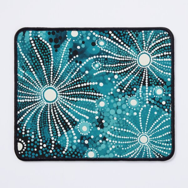 Item preview, Aboriginal Inspired Art - Abstract Turquoise White Pattern designed and sold by GrinGalore.