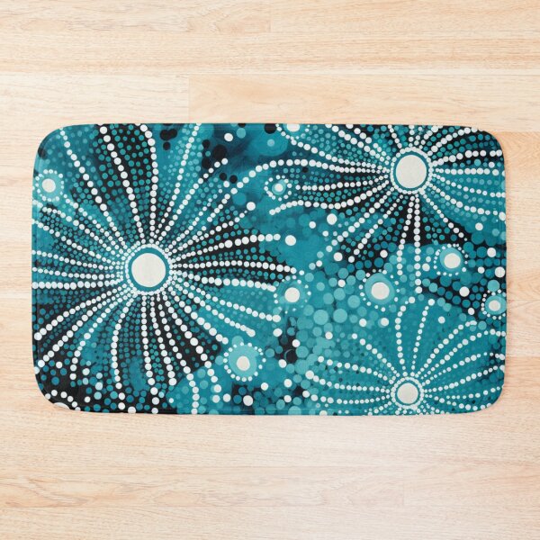 Item preview, Aboriginal Inspired Art - Abstract Turquoise White Pattern designed and sold by GrinGalore.
