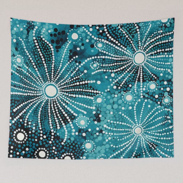 Item preview, Aboriginal Inspired Art - Abstract Turquoise White Pattern designed and sold by GrinGalore.