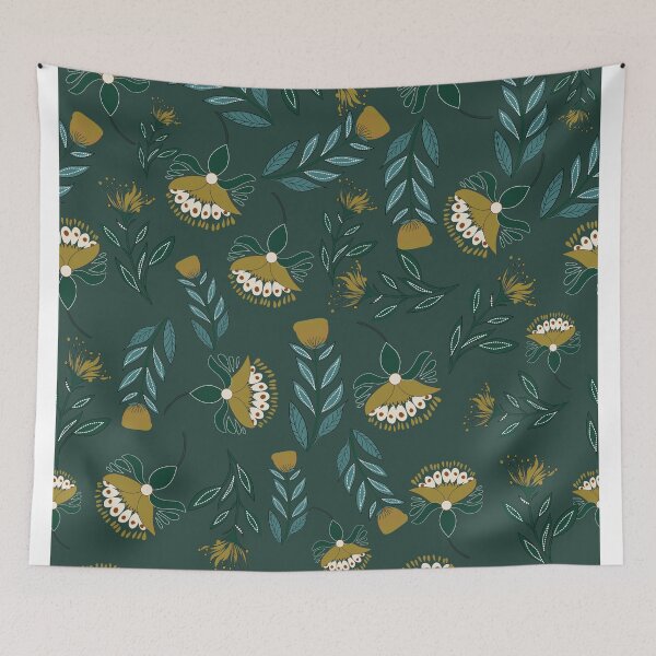 Item preview, Seamless vibrant dark floral pattern featuring richly colored flowers contrasted against a deep, elegant background. designed and sold by Line-Aura.