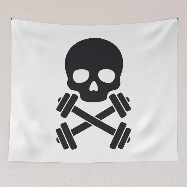 Item preview, Skull with Crossed Dumbbells Bold Fitness Icon designed and sold by AFernandesDSG.