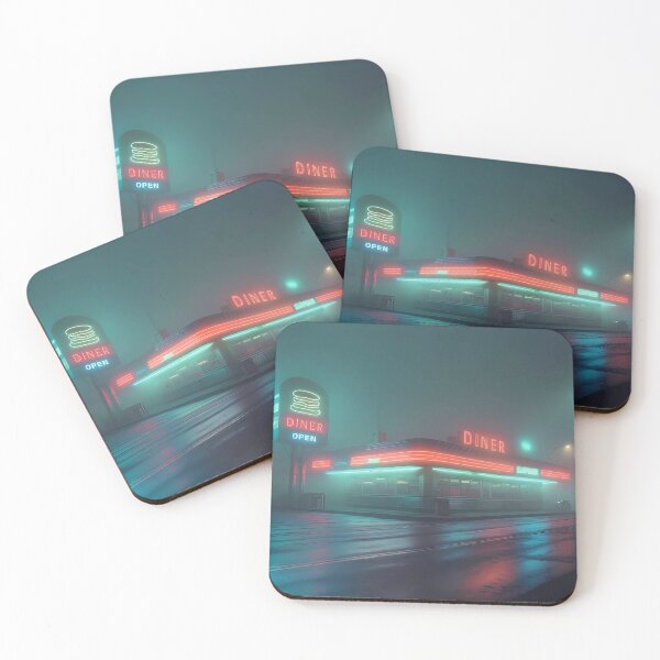 Item preview, Retro Neon Foggy Night Diner designed and sold by Design-Illusi0n.