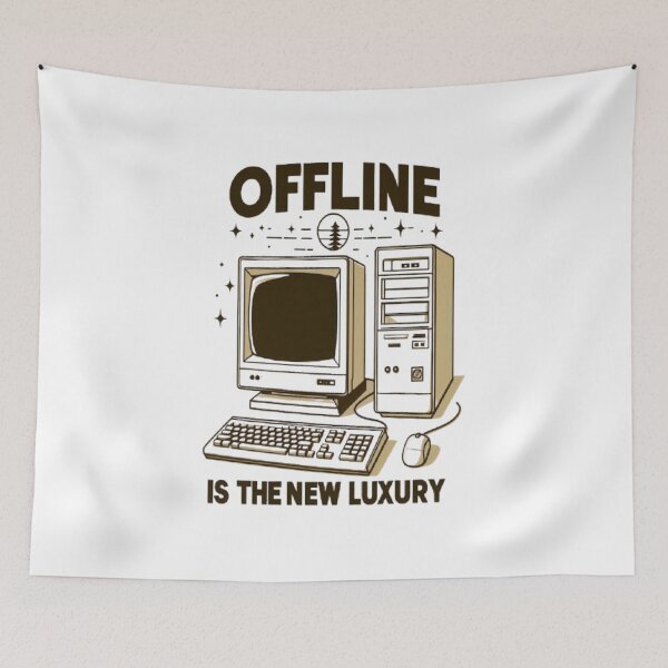 Item preview, Offline is the New Luxury - Minimalist Retro Computer Aesthetic designed and sold by RetroRascalStudio.