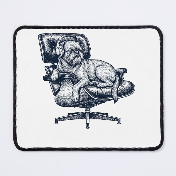 Item preview, Vintage Brussels Griffon with Headphones Mid Century Dog Lover designed and sold by DoodleTortle.