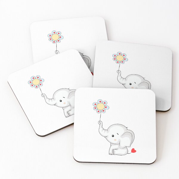 Item preview, Sweet Elephant with Heart Flower - Cute Grey Elephant and Floral Heart designed and sold by Love3Happy.